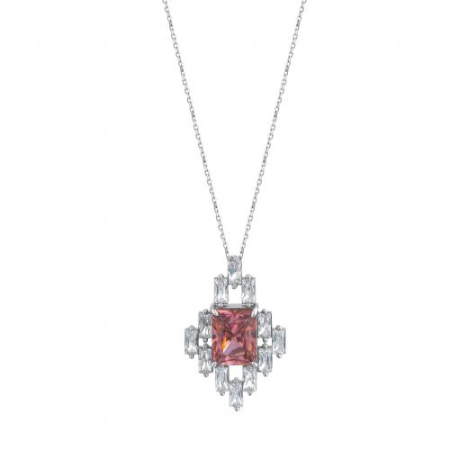 Created  Rhodolite Stone Clarit Jewellery 14K  White Gold Necklace